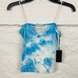 NWT FADED ROSE Y2K studded ANGEL tie dye cloud print stretch tank top SZ medium